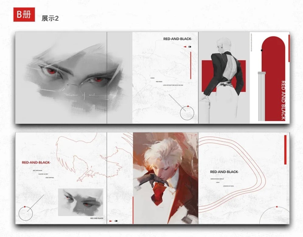 Sylus Accordion Fold Art Book Set “Red and Black”