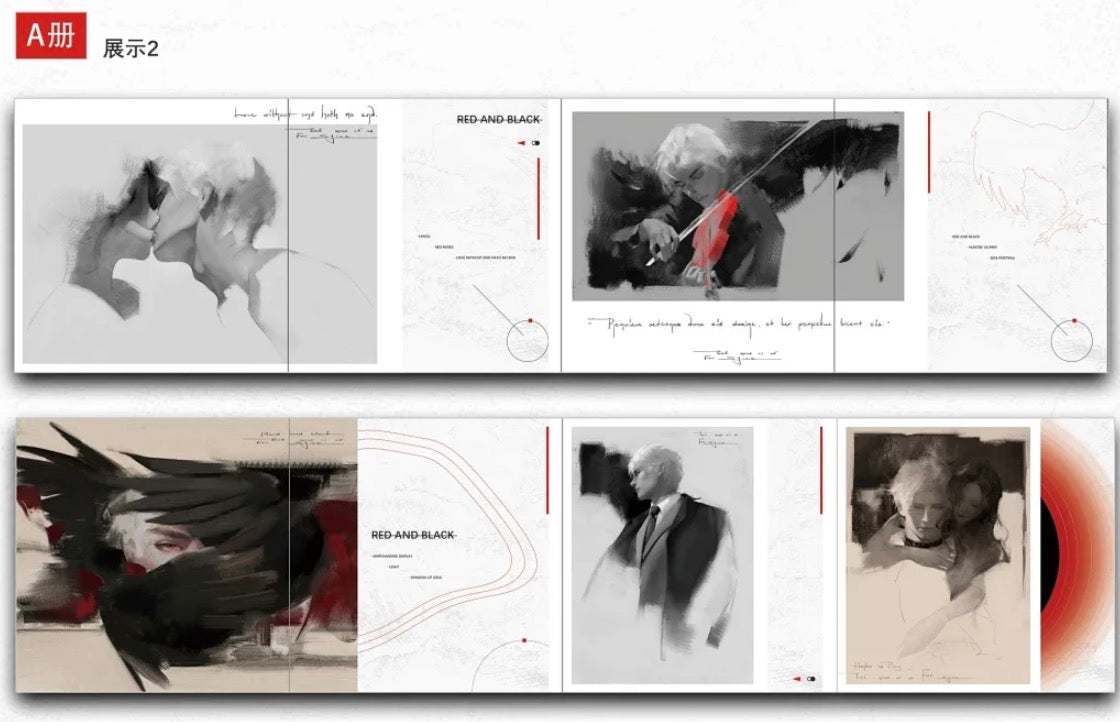 Sylus Accordion Fold Art Book Set “Red and Black”