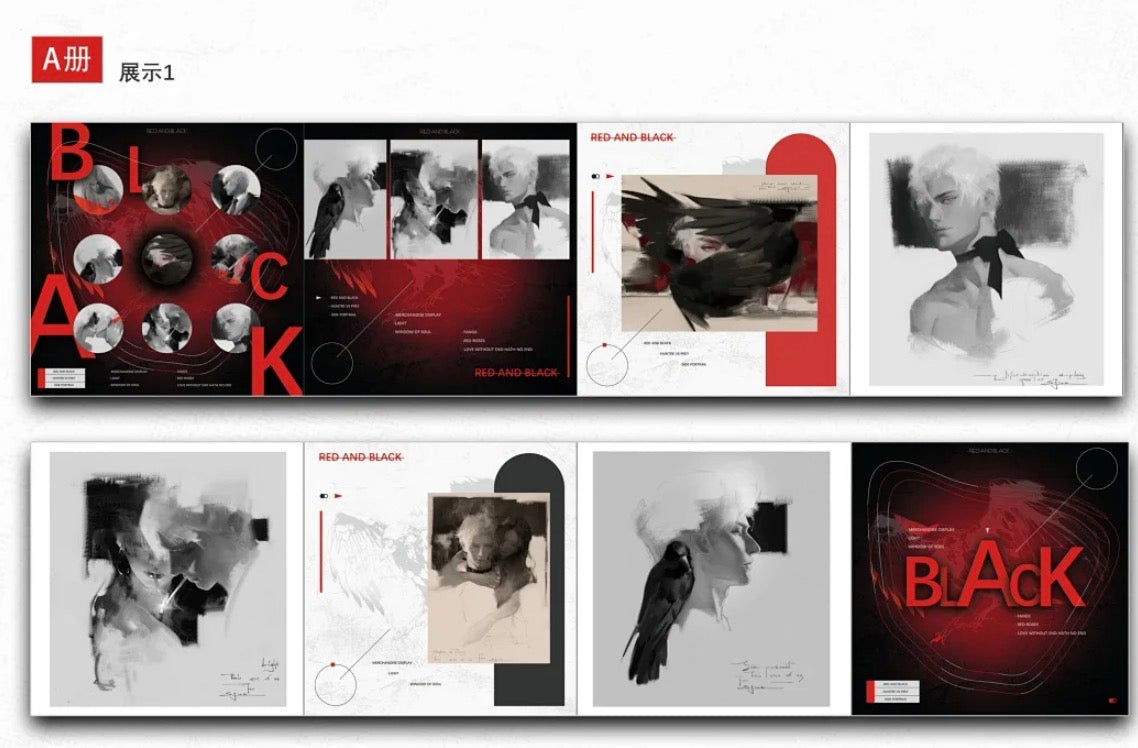 Sylus Accordion Fold Art Book Set “Red and Black”